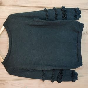 NY Collection Black Ruffle Sleeve Sweater
